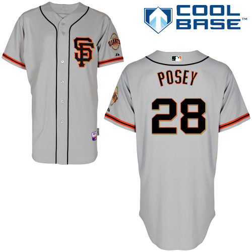 Buster Posey #28 MLB Jersey-San Francisco Giants Men's Authentic Road 2 Gray Cool Base Baseball Jersey
